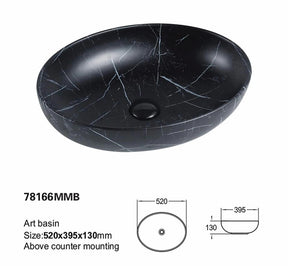 Carey Above Counter Matte Marble Black Basin - RJ Bathroom