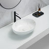 Carey 520mm oval above counter basin in white marble look with gold veins on a bathroom bench