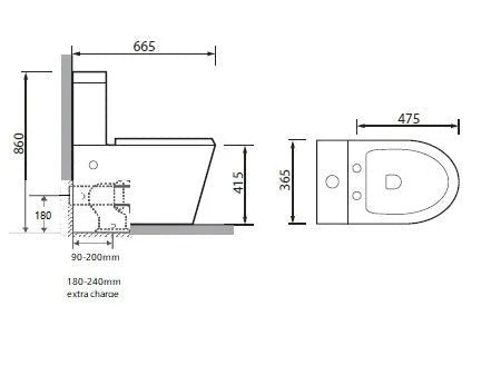 Carla Tornado Silent High End Back To Wall Ceramic Toilet Suite - RJ Bathroom