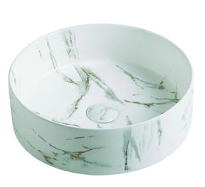 Carrara Gold Vein 360/400mm Round Above Counter Matte White Basin - RJ Bathroom