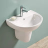 Carrida 565mm gloss white wall hung care basin with tap hole, shown with half pedestal which is not included