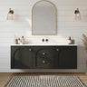 Chester 1200mm Matte Black Hampton wall hung vanity with arched doors, styled bathroom