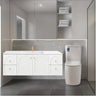 Chester Archie Hampton 1500mm Single Bowl Matte White PVC Waterproof Wall Hung Vanity Brushed Nickel Handles - RJ Bathroom