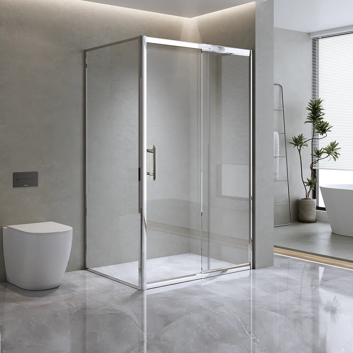 Chrome Semi Frameless Corner Sliding Door Shower Screen - RJ Bathroom