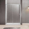 Chrome semi frameless wall to wall sliding shower screen with 6mm clear glass sliding door in a tiled bathroom