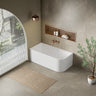Clayton 1400mm left freestanding corner bath in Gloss White
