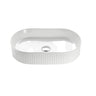 Cora 580x360mm Oval Pill Fluted Above Counter Gloss White Basin - RJ Bathroom