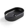 Cora 580x360mm Oval Pill Fluted Above Counter Matte Black Basin - RJ Bathroom