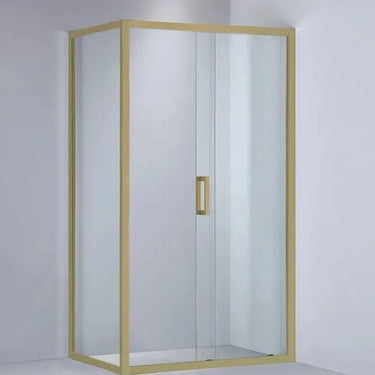 Covey Brushed Gold Semi Frameless Corner Sliding Door Shower Screen - RJ Bathroom