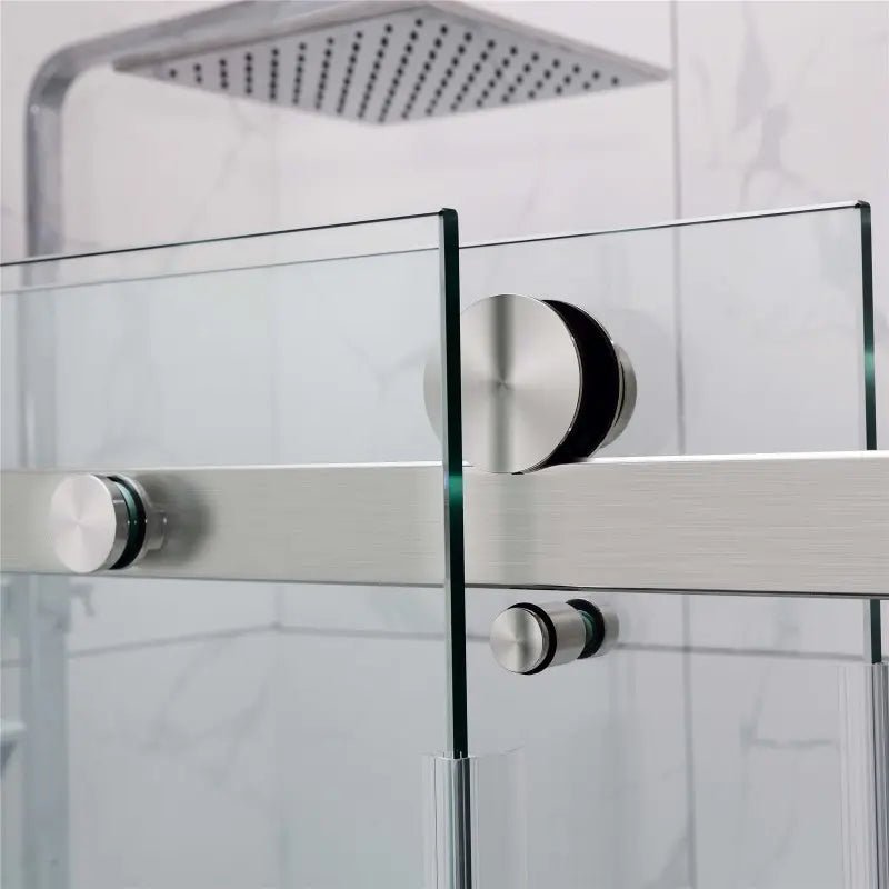 Covey Brushed Nickel Frameless Sliding Wall to Wall Shower Screen - RJ Bathroom