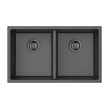 Crete 762x457mm Matte Black double bowl granite sink
