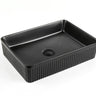 Crete Fluted 500x340mm Rectangular Above Counter Matte Black Basin - RJ Bathroom