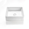 Crete Fluted Square 400x400mm Above Counter Gloss White Basin - RJ Bathroom