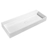 Crete 900mm solid surface stone wall hung basin in matte white with one tap hole