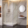 Chrome frameless corner shower screen with 10mm toughened glass pivot door and return panel