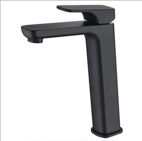 Eden Soft Square High Rise Basin Mixer Matt Black - RJ Bathroom