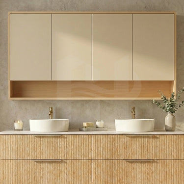 Timber Eden Artis Classic Oak PVC Waterproof 1500mm Copper-Free Mirror Shaving Cabinet with Shelf