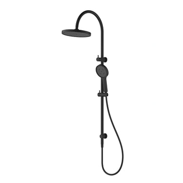 Matte Black Gooseneck Twin Shower Rail Set Linie BS 250mm Head