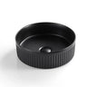 Fluted 400x400mm Cascade Round Above Counter Matte Black Basin - RJ Bathroom