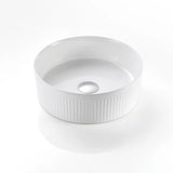 Fluted 400x400mm Cascade Round Above Counter Matte White Basin - RJ Bathroom