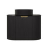 Fluted Curved Wall Hung Avalon 600mm Matte Black Vanity Carrara White Stone top - RJ Bathroom
