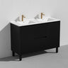 Fluted Freestanding Vanity Brighton 1200mm Double Bowl Matte Black PVC Waterproof Carrara Dimond Sintered Top 50mm - RJ Bathroom