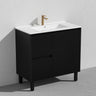 Fluted Freestanding Vanity Brighton 900mm Matte Black PVC Waterproof Carrara Dimond Sintered Top 50mm - RJ Bathroom