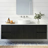 Brindabella 1500mm Single Bowl Fluted Wall Hung Vanity Matte Black with above counter basin