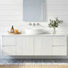 Brindabella 1500mm Single Bowl Fluted Wall Hung Vanity Matte White with above counter basin