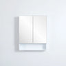Fremantle 600mm matte white mirror shaving cabinet with shelf, two mirrored doors closed - RJ Bathroom