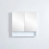 Fremantle 750mm matte white mirror shaving cabinet with shelf, two mirrored doors closed - RJ Bathroom