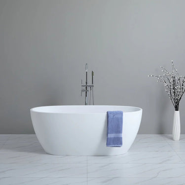 Gloss White Freestanding Bathtub 1500/1700mm Stella Oval Round - RJ Bathroom