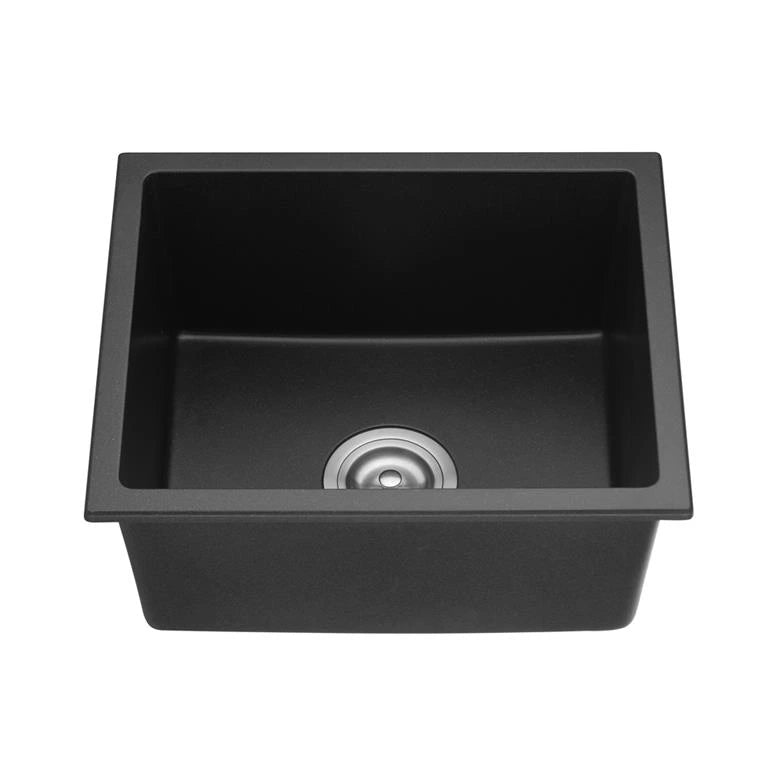 Granite Single Bowl Laundry Kitchen Sink 432x432mm Black - RJ Bathroom