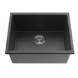 Granite Single Bowl Round Laundry Kitchen Sink 543x457mm Black - RJ Bathroom