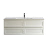 Fremantle 1500mm Single Bowl Matte White Hampton Shaker Wall Hung Vanity front view with 4 soft-close drawers (single bowl) - RJ Bathroom