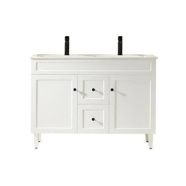 Harrington Hampton Shaker 1200mm Matte White Double Bowl PVC Waterproof Freestanding Bathroom Vanity - RJ Bathroom