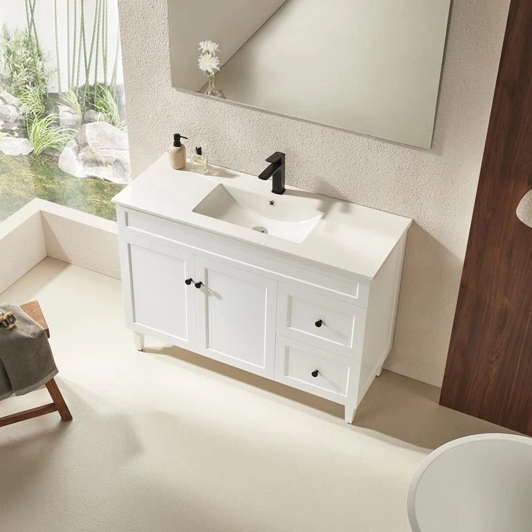 Harrington Hampton Shaker 1200mm Matte White PVC Waterproof Freestanding Bathroom Vanity - RJ Bathroom