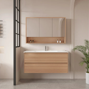 Hera Timber Look Elegant Oak 1200mm Two Drawer Wall Hung Vanity - RJ Bathroom