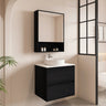 Hera Timber look Black Oak 600mm Wall Hung Vanity Carrara Top - RJ Bathroom