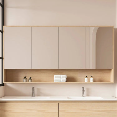 Hera Timber Look Tas Oak 1500mm Mirror Shaving Cabinet with Shelf - RJ Bathroom