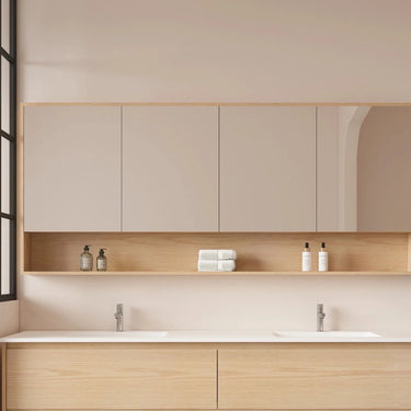 Hera Timber Look Tas Oak 1800mm Mirror Shaving Cabinet with Shelf - RJ Bathroom