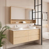 Hera Timber look Tas Oak 1800mm Wall Hung Double Bowl Vanity Stone Top - RJ Bathroom