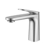 Ikon Sulu II single lever basin mixer tap in brushed nickel on a white background, model HYB168-201BN