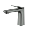 Ikon Sulu II single lever basin mixer tap in gun metal on a white background, model HYB168-201GM
