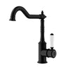 Ikon Clasico Hampton Matte Black Sink Mixer Hook Spout - Ceramic Handle