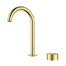Ikon Hali Brushed Gold Gooseneck Tall Basin Mixer Set, front view