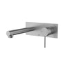 Ikon Hali Brushed Nickel Wall Basin Mixer Set 175mm Spout Straight, front view