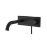 Ikon Hali Matte Black Wall Basin Mixer Set 225mm Spout Curved, front view
