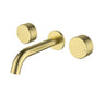Ikon Hali Brushed Gold Wall Basin Tap Set 181mm Spout, front view