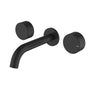 Ikon Hali Matte Black Wall Basin Tap Set 181mm Spout, front view